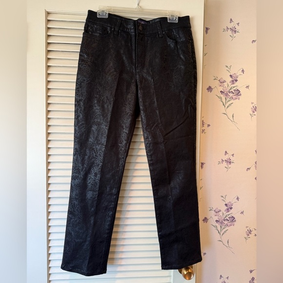 NYDJ Black Embossed Skinny Jeans in Size 10 - Picture 1 of 8